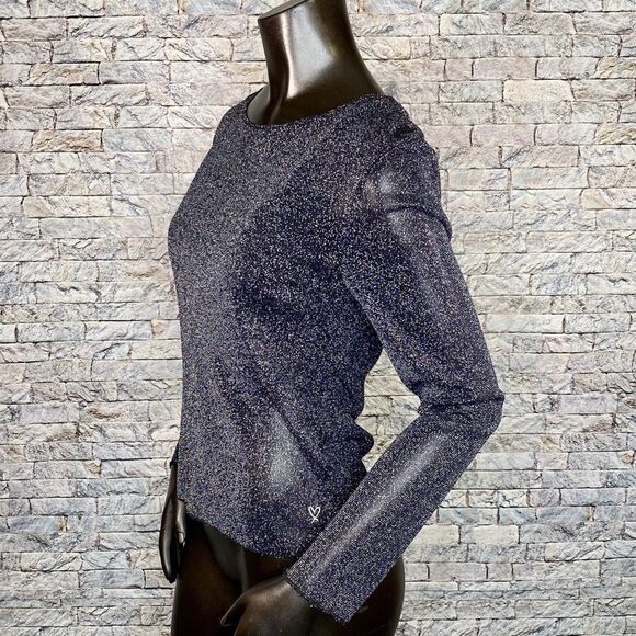 Victoria's Secret Women's Black Shimmery Top Size XS Semi Sheer Lightweight - Picture 2 of 6